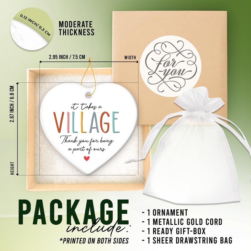 HEXMOZ Thank You Gifts for Women Men - Teacher Appreciation Gifts - Nurses Week Gift - Appreciation Gift for Teacher Nurse Coworker Employee Daycare Provider Nanny Babysitter - Xmas Heart Ornament - Image 2