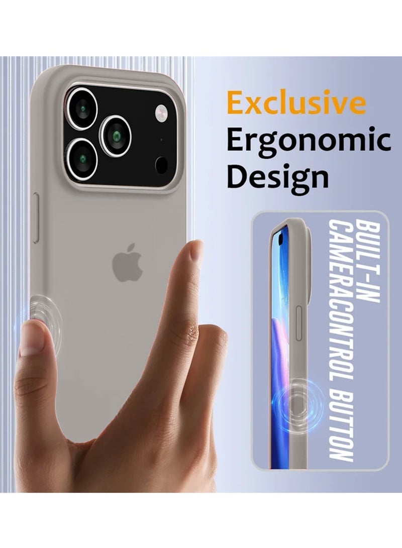 دبليو تيك جراب أبل آيفون 17 برو 5G 2025 الفاخر من نوع سيليكون السائل بجودة متميزة (MCRPSN) - رمادي حجري - Image 4