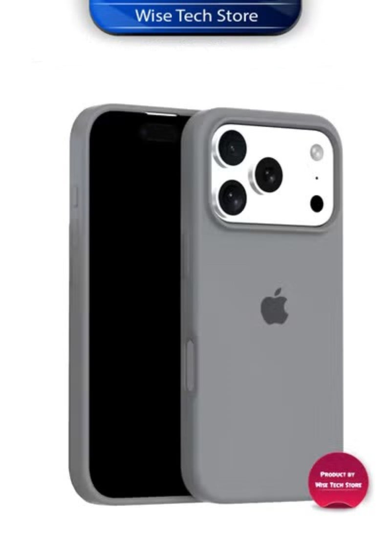 Wtech Apple iPhone 17 Pro 5G 2025 Luxury Premium Quality Liquid Silicone Case Cover (MCRPSN) - Stone Grey