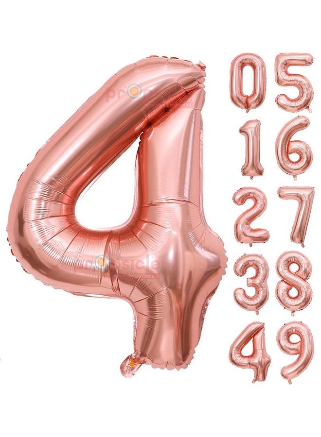 Propsicle 16 inch Birthday Foil 4 Number Helium Balloon Party Decoration Rose Gold Pack of 1 | 4 Year No. Balloons Birthday/Anniversary | Four Number - Image 1