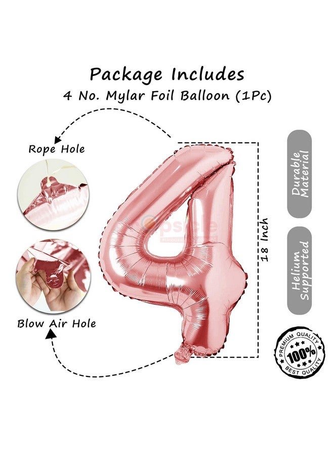 Propsicle 16 inch Birthday Foil 4 Number Helium Balloon Party Decoration Rose Gold Pack of 1 | 4 Year No. Balloons Birthday/Anniversary | Four Number - Image 3