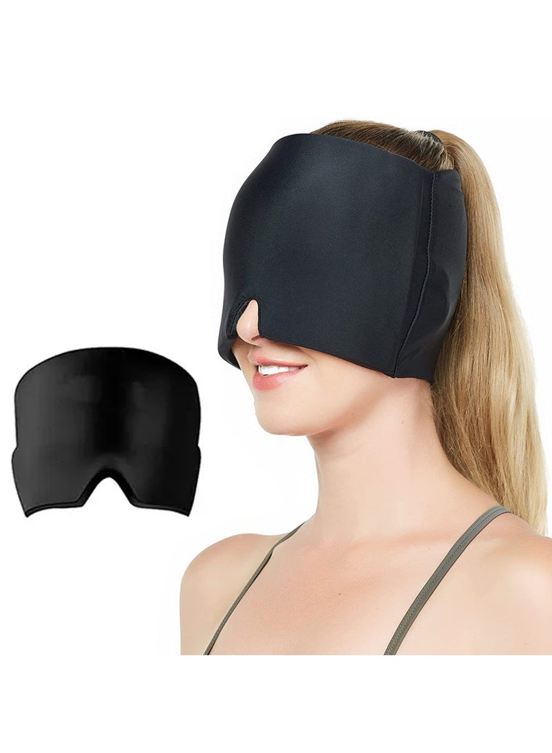 قبعة تخفيف الصداع النصفي القابلة لإعادة الاستخدام، قبعة مهدئة للصداع، كيس ثلج، قناع أسود للوجه، كمادات باردة، جل تبريد، لفافة رأس، منتجات سبا للوجه لعلاج التوتر والإجهاد وصداع الكحول - Image 1