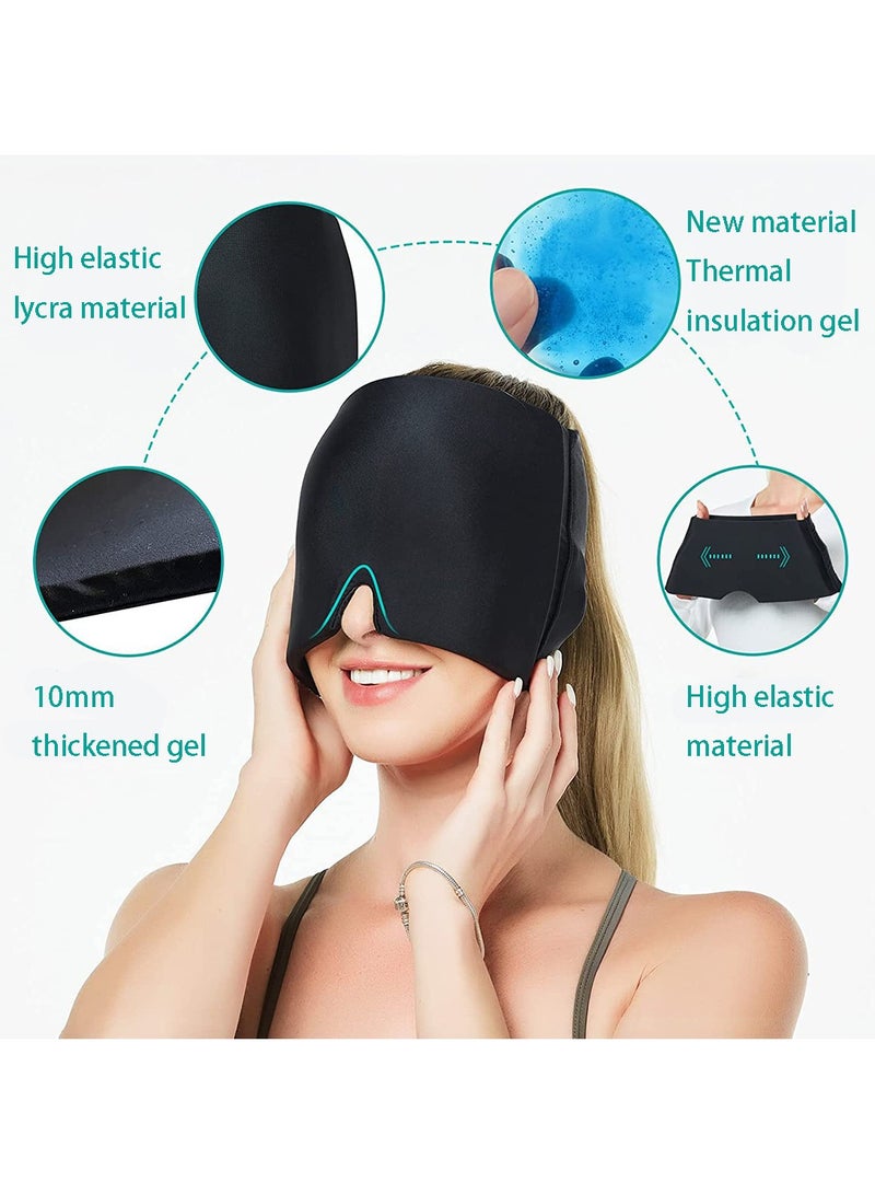 قبعة تخفيف الصداع النصفي القابلة لإعادة الاستخدام، قبعة مهدئة للصداع، كيس ثلج، قناع أسود للوجه، كمادات باردة، جل تبريد، لفافة رأس، منتجات سبا للوجه لعلاج التوتر والإجهاد وصداع الكحول - Image 4