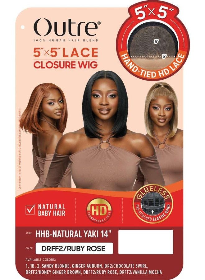 Outre - 5X5 Lace Closure Wig - Human Hair Blend - Natural Yaki 14" (OFF BLACK 1B) - Image 2