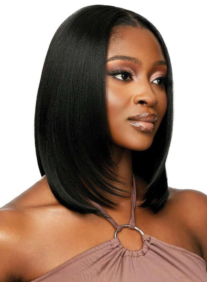 Outre - 5X5 Lace Closure Wig - Human Hair Blend - Natural Yaki 14" (OFF BLACK 1B) - Image 5