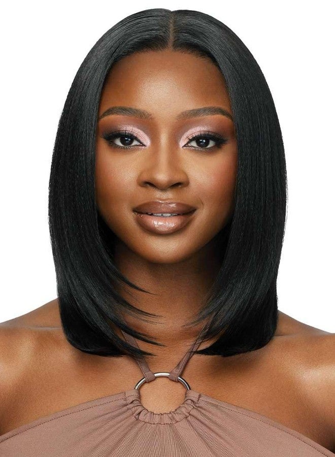 Outre - 5X5 Lace Closure Wig - Human Hair Blend - Natural Yaki 14" (OFF BLACK 1B) - Image 1