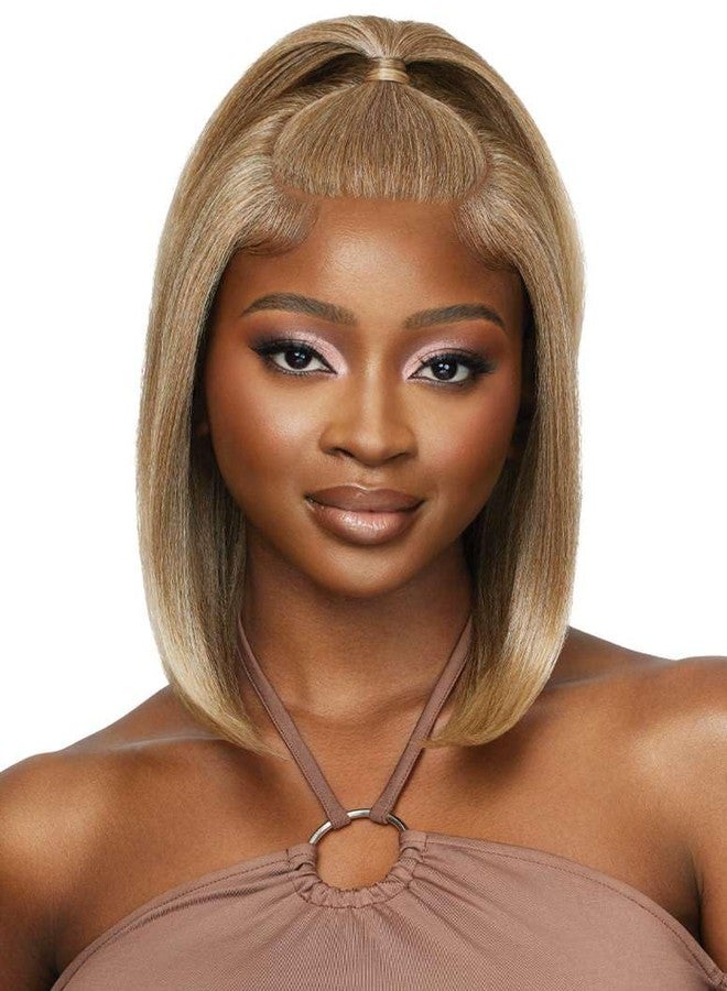 Outre - 5X5 Lace Closure Wig - Human Hair Blend - Natural Yaki 14" (OFF BLACK 1B) - Image 4