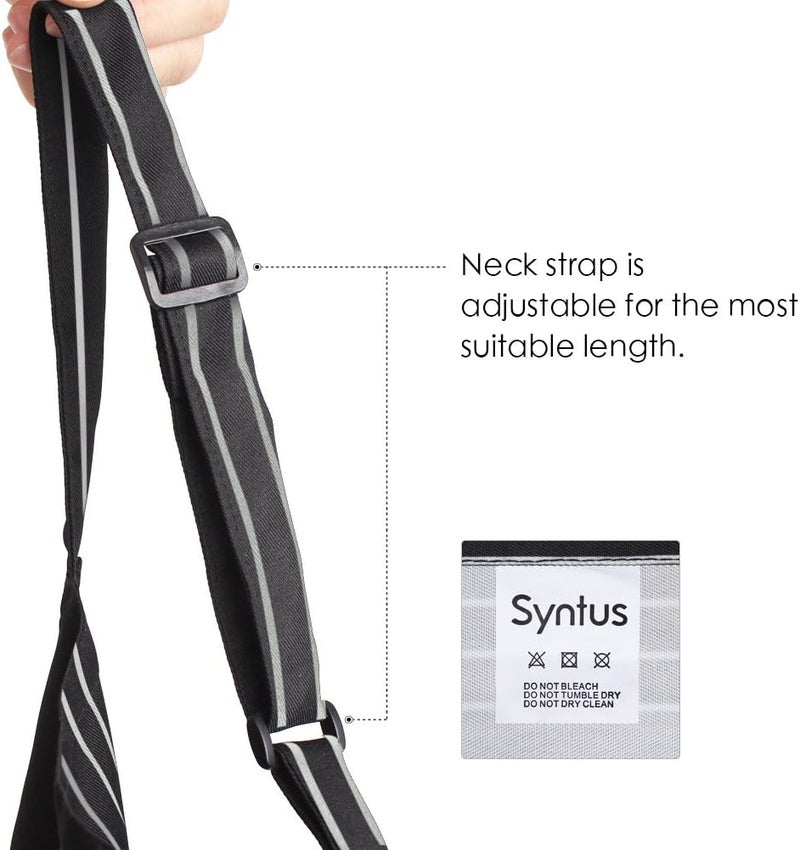 Syntus Apron for Men Women, Adjustable Cooking Kitchen Chef Aprons with 2 Pockets, Stripe Black Pin, 26.8 × 33.1 inch - Image 4
