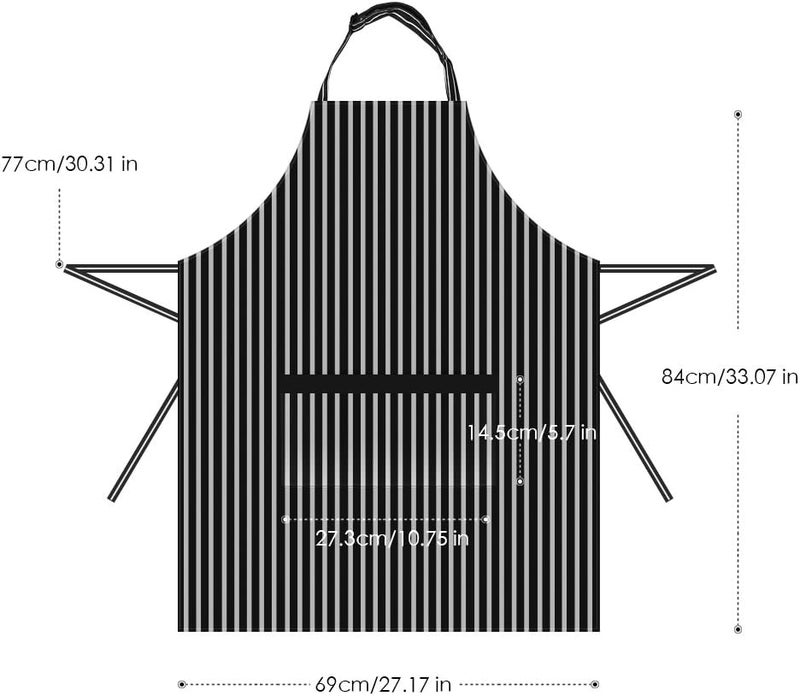 Syntus Apron for Men Women, Adjustable Cooking Kitchen Chef Aprons with 2 Pockets, Stripe Black Pin, 26.8 × 33.1 inch - Image 5