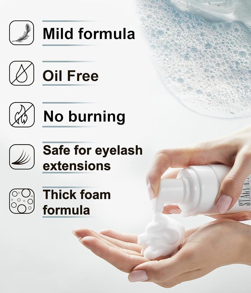 Stacy Lash Paraben and SulfateFree Safe Profession Makeup and Mascara RemoverEyelash Extension Shampoo and Brush Eyelid Foaming CleanserWash for Extensions and Natural Lashes 50Ml - Image 4
