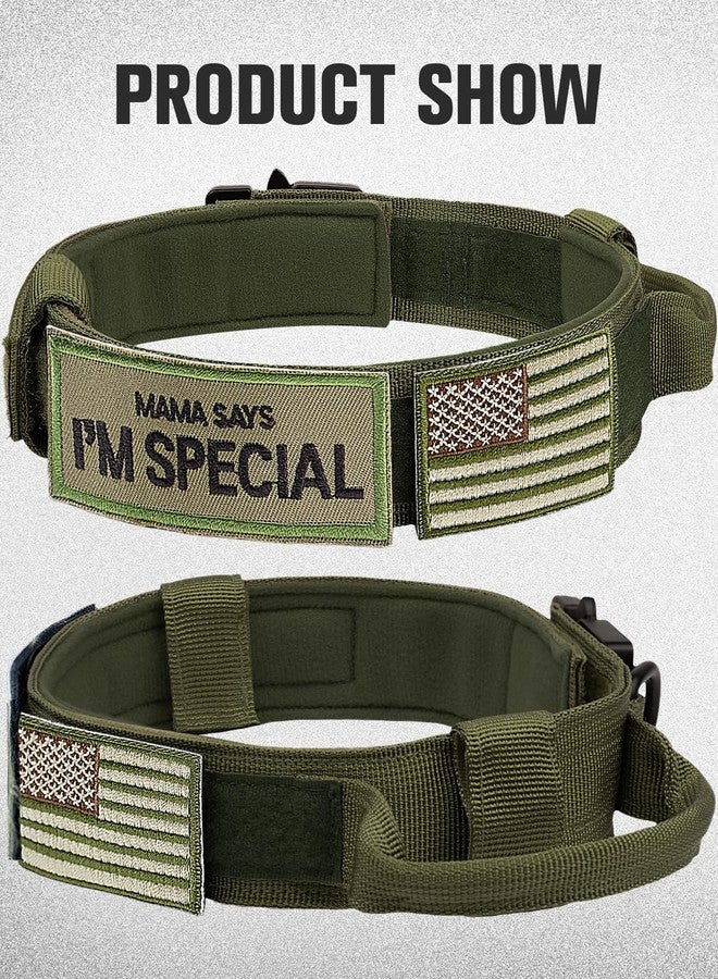 Joytale Tactical Dog Collar with Handle, Adjustable Heavy Duty Military Collar with 2 Patches for Training, Suitable for Large Dogs, ArmyGreen, L - Image 3