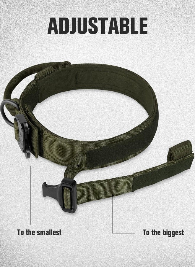 Joytale Tactical Dog Collar with Handle, Adjustable Heavy Duty Military Collar with 2 Patches for Training, Suitable for Large Dogs, ArmyGreen, L - Image 4