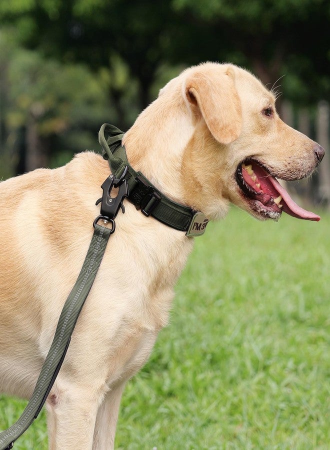 Joytale Tactical Dog Collar with Handle, Adjustable Heavy Duty Military Collar with 2 Patches for Training, Suitable for Large Dogs, ArmyGreen, L - Image 2