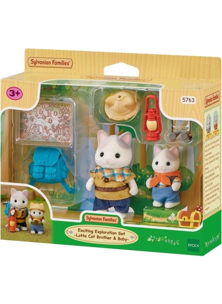 Muhtelif Nessiworld 5763 Sylvanian Families Exciting Discovery Set Latte Cat Brother and Baby +4 Years  - Image 1