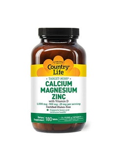 Country Life Target Mins Calciummagnesium Zinc With Vitamin D 1000Mg/500Mg/25Mg 180 Count Certified Gluten Free Certified Vegan  - Image 1