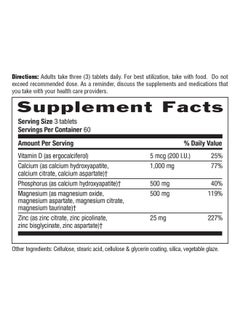 Country Life Target Mins Calciummagnesium Zinc With Vitamin D 1000Mg/500Mg/25Mg 180 Count Certified Gluten Free Certified Vegan  - Image 3