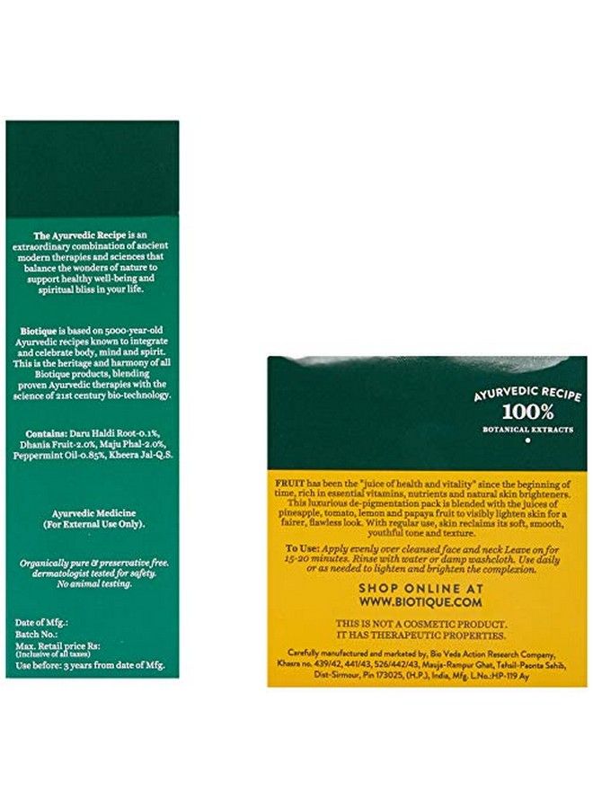 Biotique Bio Cucumber Pore Tightening Toner 120Ml And Bio Fruit Whitening And Depigmentation And Tan Removal Face Pack 75G (Pack Of 2) - Image 4