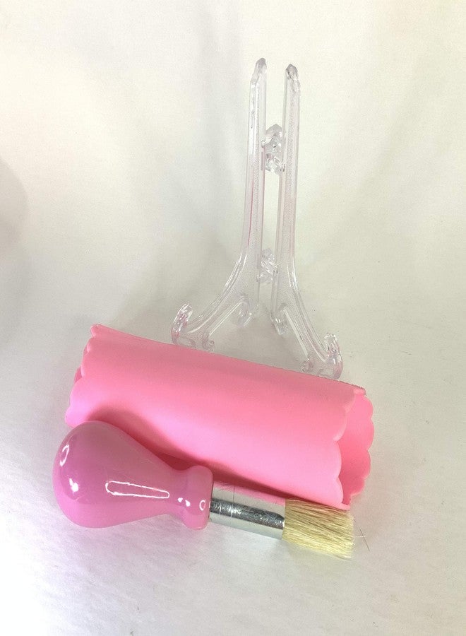 BonCera, All-in-one Premium Ceramic Garlic Grater Plate 4-Piece Set - Pink Embossed Design and Style - For Garlic, Ginger, Chocolate, and more! - Comes with 5.25" Plate, Peeler, Brush, and Stand - Image 4