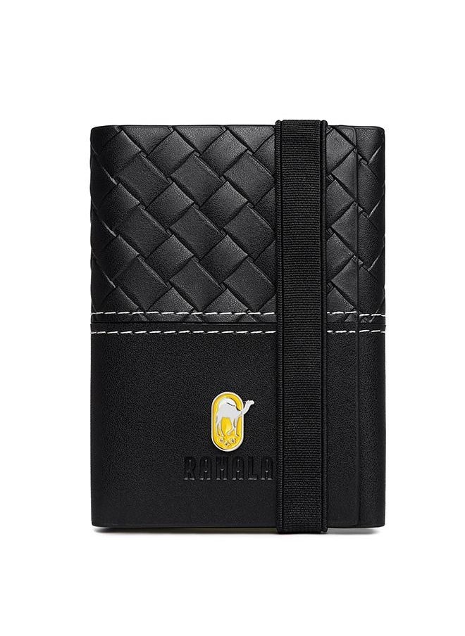 RAHALA RA102 Genuine Leather Multiple Card Slots Casual Trifold Wallet - Black  - Image 1