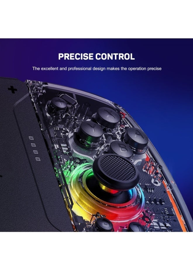 LinYuvo KS40 Transparent Style Wireless Joy-pad with 8 Color LED for Switch/NS OLED,Turbo Function Controller Joystick for Lite(Transparent Black) - Image 3