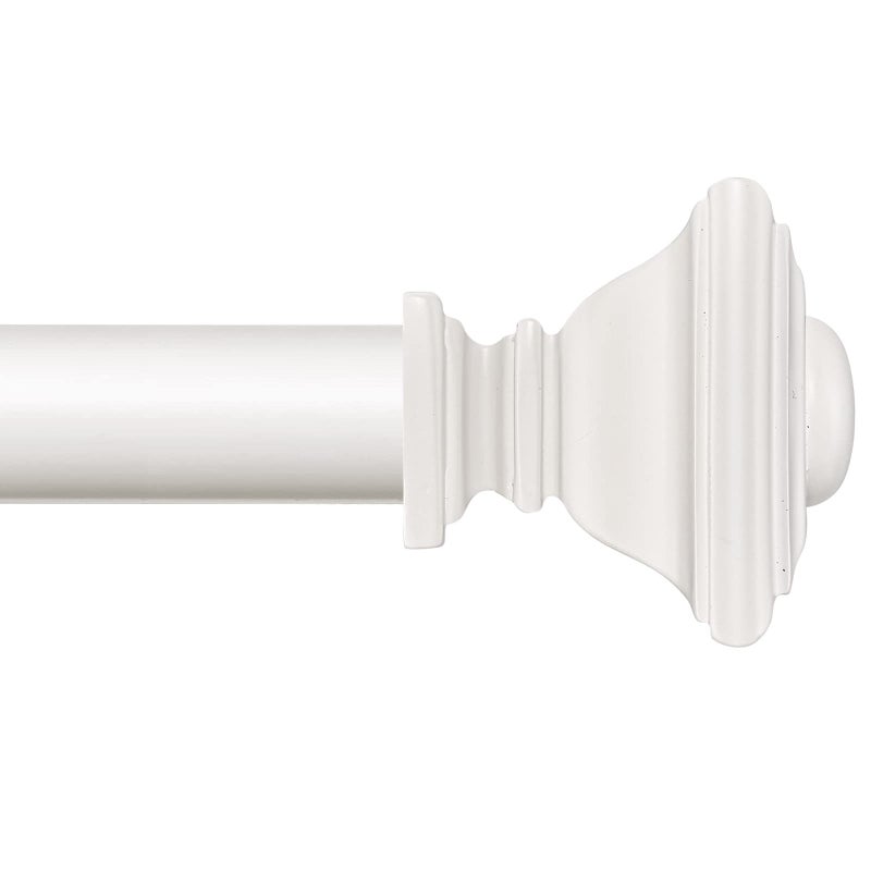 BRIOFOX White Curtain Rods for Windows 28 to 48 Inch Adjustable Length 1 Inch Diameter Heavy Duty Window Curtain Rods for Indoor Ourdoors With Classic Square Finials