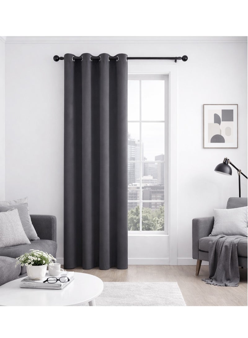 Solid Blackout Curtains for Bedroom and Living Room, 1 Panel Drapes Grommet Room Window Curtains (Grey 106W x 213H cm) - Image 1