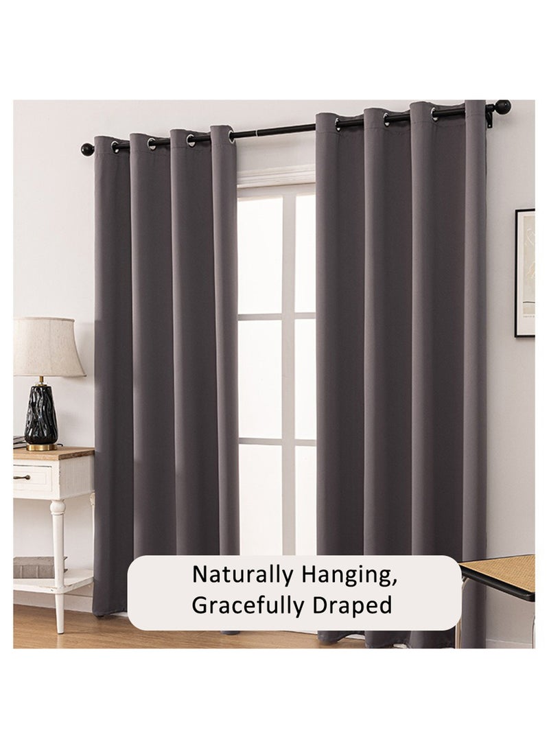 Solid Blackout Curtains for Bedroom and Living Room, 1 Panel Drapes Grommet Room Window Curtains (Grey 106W x 213H cm) - Image 5