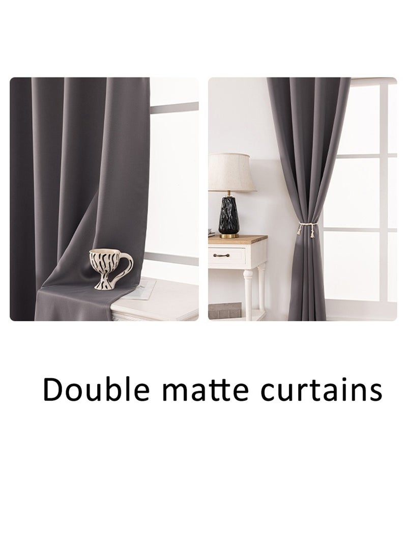Solid Blackout Curtains for Bedroom and Living Room, 1 Panel Drapes Grommet Room Window Curtains (Grey 106W x 213H cm) - Image 4