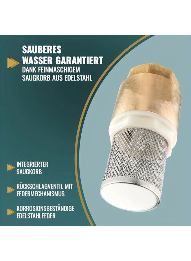 1 Pc Brass Foot Valve Non Return Stainless Steel Suction Basket DN25 1 NPT - Image 4