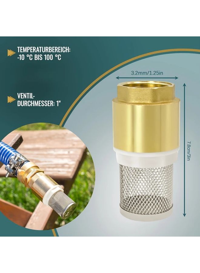 1 Pc Brass Foot Valve Non Return Stainless Steel Suction Basket DN25 1 NPT - Image 2