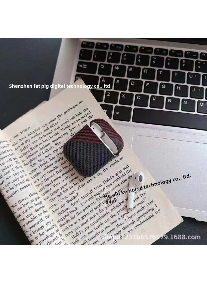 Applicable Airpods4 Protective Case Creative Carbon Fiber Pattern Apple 1/2 Generation/Pro2 Bluetooth Headset Frosted Soft Case-Color:Red Carbon Fiber Pattern -Applicable Models:Airpodspro2  - Image 4
