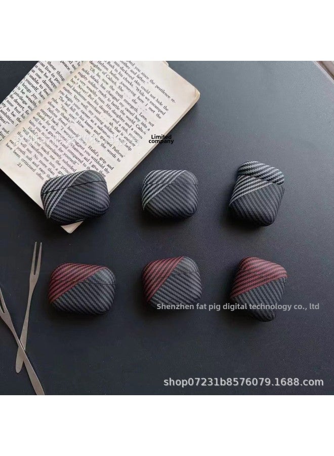 Applicable Airpods4 Protective Case Creative Carbon Fiber Pattern Apple 1/2 Generation/Pro2 Bluetooth Headset Frosted Soft Case-Color:Red Carbon Fiber Pattern -Applicable Models:Airpodspro2  - Image 2