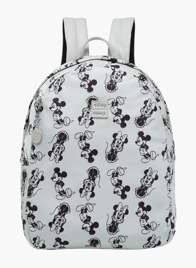 Disney Mickey and Minnie Mouse Print Backpack with Adjustable Straps - 12x34x25 cm