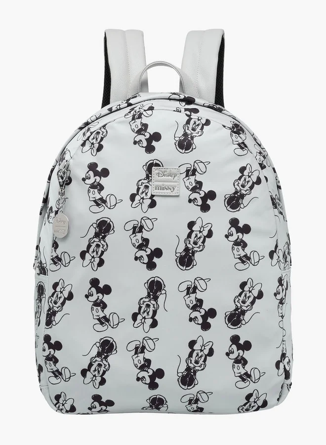 Disney Mickey and Minnie Mouse Print Backpack with Adjustable Straps - 12x34x25 cm