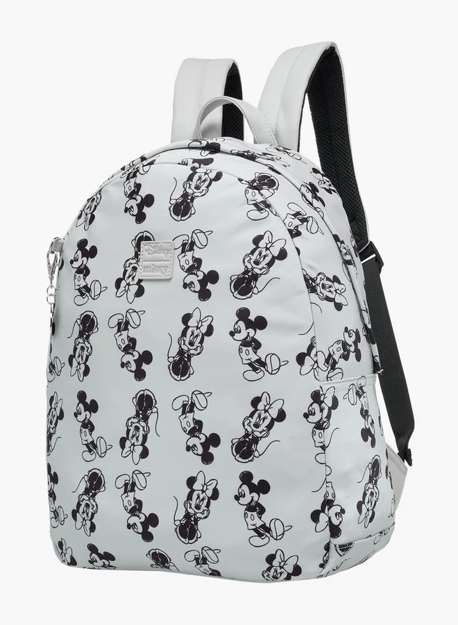 Disney Mickey and Minnie Mouse Print Backpack with Adjustable Straps - 12x34x25 cm