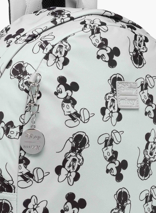 Disney Mickey and Minnie Mouse Print Backpack with Adjustable Straps - 12x34x25 cm