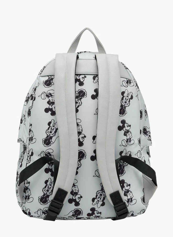 Disney Mickey and Minnie Mouse Print Backpack with Adjustable Straps - 12x34x25 cm