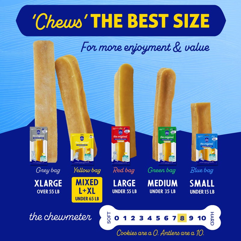 Himalayan Dog Chew علكة الكلاب من هيمالايا بنكهة الجبن الأصلي للكلاب، 100% طبيعية، تدوم طويلاً، خالية من الجلوتين، مكافآت صحية وآمنة للكلاب، خالية من اللاكتوز والحبوب، غنية بالبروتين، أحجام مختلفة للكلاب التي تزن 65 رطلاً وأصغر، 9.9 أونصة - Image 5