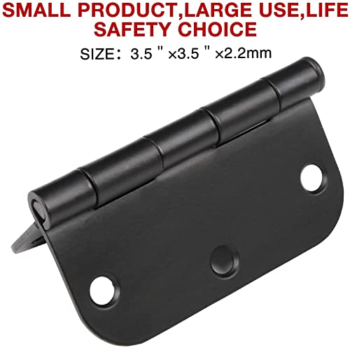 JIW 30 Pack Matte Black Door Hinges 3.5 x 3.5 Inch 5/8" Radius, Interior Heavy-Duty Rounded Hinge for Doors Standard Bedroom Office Door Hardware Removable Pin,RV,Garage,Storage Shed,Livestock Facilities - Image 4