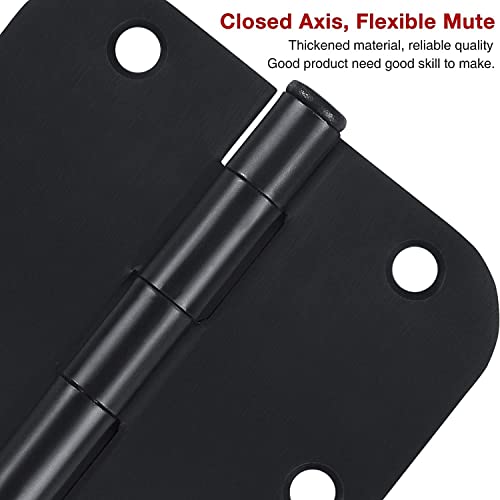 JIW 30 Pack Matte Black Door Hinges 3.5 x 3.5 Inch 5/8" Radius, Interior Heavy-Duty Rounded Hinge for Doors Standard Bedroom Office Door Hardware Removable Pin,RV,Garage,Storage Shed,Livestock Facilities - Image 5