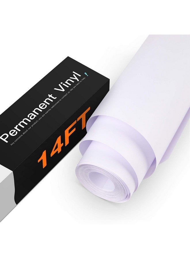 HTVRONT White Permanent Vinyl - 12" x 14 FT Adhesive Vinyl Roll for Cricut, Silhouette, Cameo Cutters, Signs, Scrapbooking, Craft, Die Cutters (Matte White) - Image 1