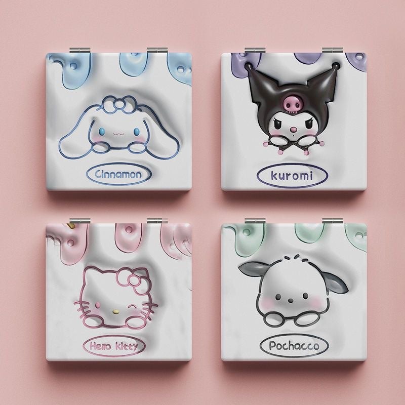 Sanrio Folding Mirror Makeup Mirror Desktop Portable Double-Sided Folding Small Mirror Folding Portable Makeup Mirror Gift - Image 3
