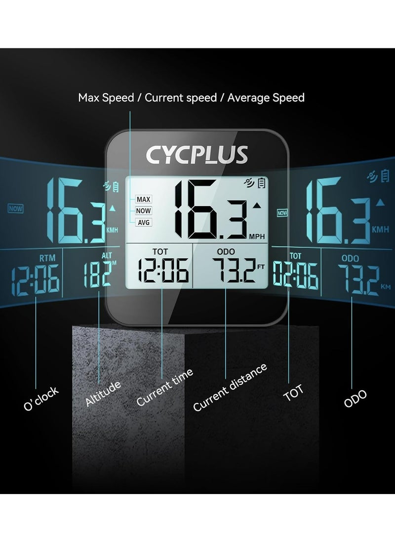 سي واي سي بلس - كمبيوتر دراجة CYCPLUS GPS، كمبيوتر ركوب الدراجات اللاسلكي مع إضاءة خلفية أوتوماتيكية، عداد سرعة الدراجة عداد المسافات مع مقاومة للماء وبطارية لاجر - Image 1