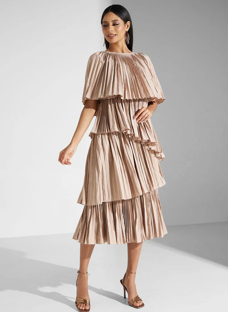 SINOIR Pleated Layered Dress