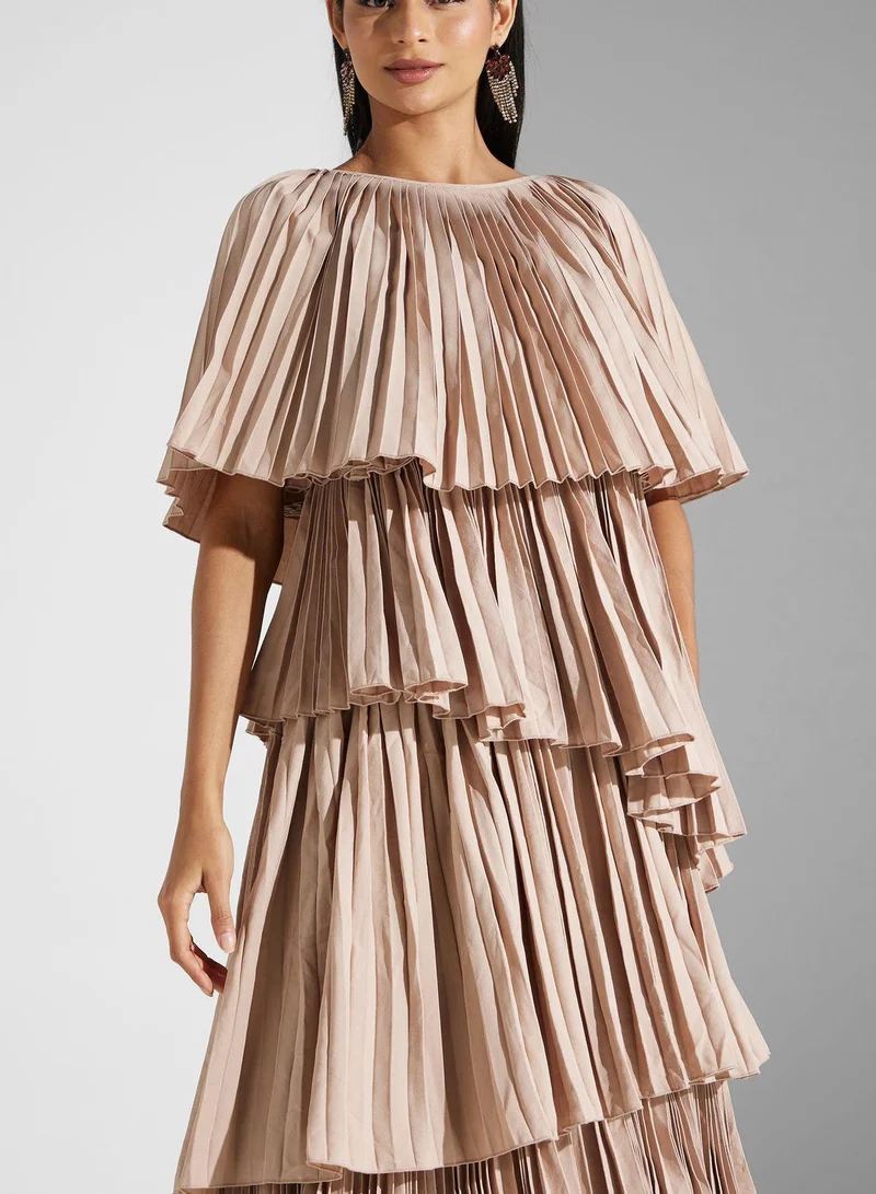 SINOIR Pleated Layered Dress