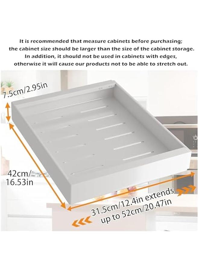 ميكسد منظم خزانة قابل للسحب من ويكوتي، رفوف تخزين منزلقة قابلة للتمدد بدون ثقب لتنظيم قاعدة المطبخ وخزانة المؤن والحمام بعرض قابل للتعديل (اسود، S) - Image 4