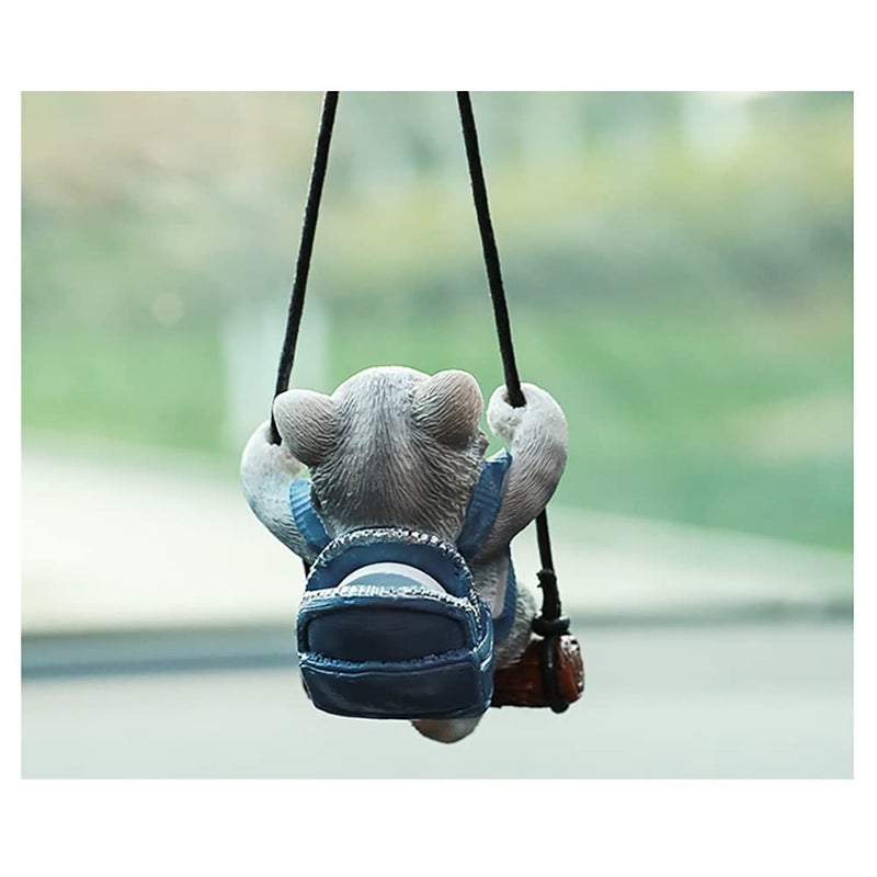 AMIORO Cute Swinging Cat Car Mirror Hanging Accessories Fun Interior Rearview Mirrors Decoration (Gray Cat) - Image 2