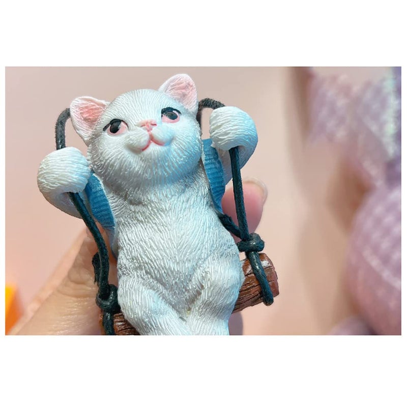 AMIORO Cute Swinging Cat Car Mirror Hanging Accessories Fun Interior Rearview Mirrors Decoration (Gray Cat) - Image 5