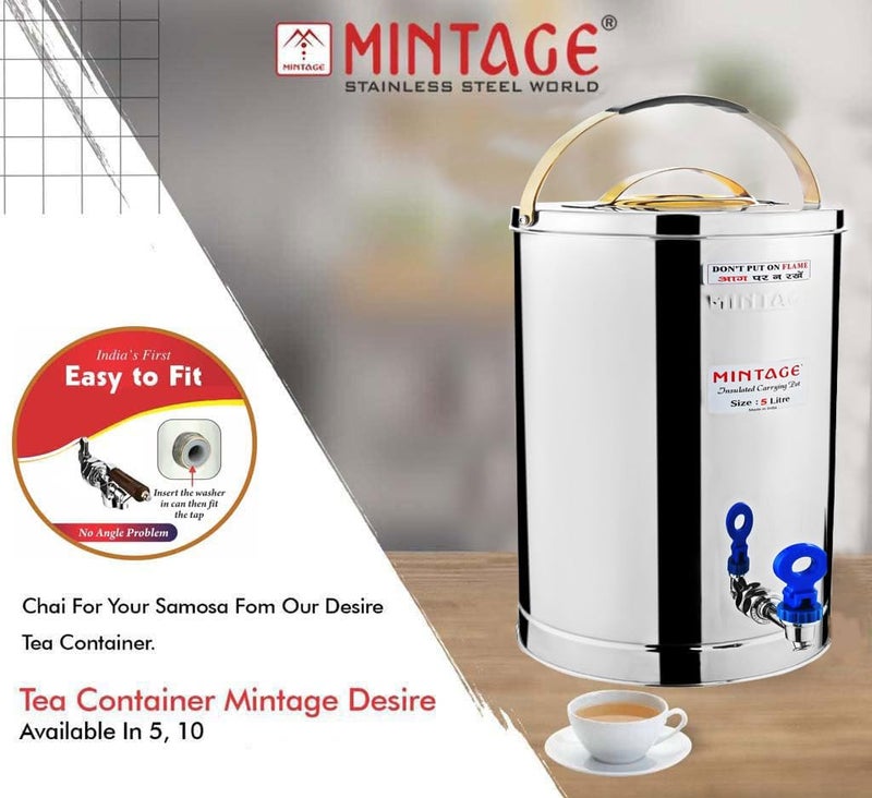 Mintage Alpine Tea Container 5 Liters Stainless Steel Insulated | Leakproof Durable | Heat Retention Lightweight | Storage Solution | Beverage Preservation | Teapot Dispenser Jar | Canteen Chai Kettle - Image 3