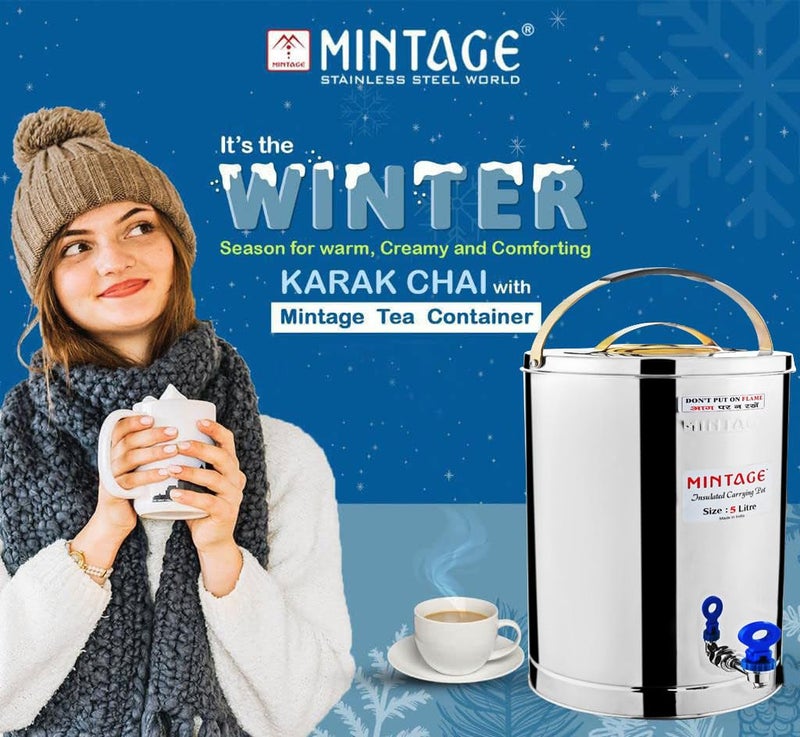 Mintage Alpine Tea Container 5 Liters Stainless Steel Insulated | Leakproof Durable | Heat Retention Lightweight | Storage Solution | Beverage Preservation | Teapot Dispenser Jar | Canteen Chai Kettle - Image 4